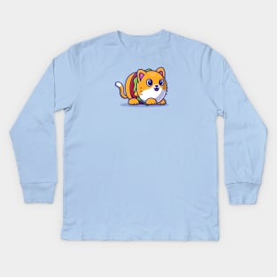 Cute Burger Cat Cartoon Kids Long Sleeve T-Shirt